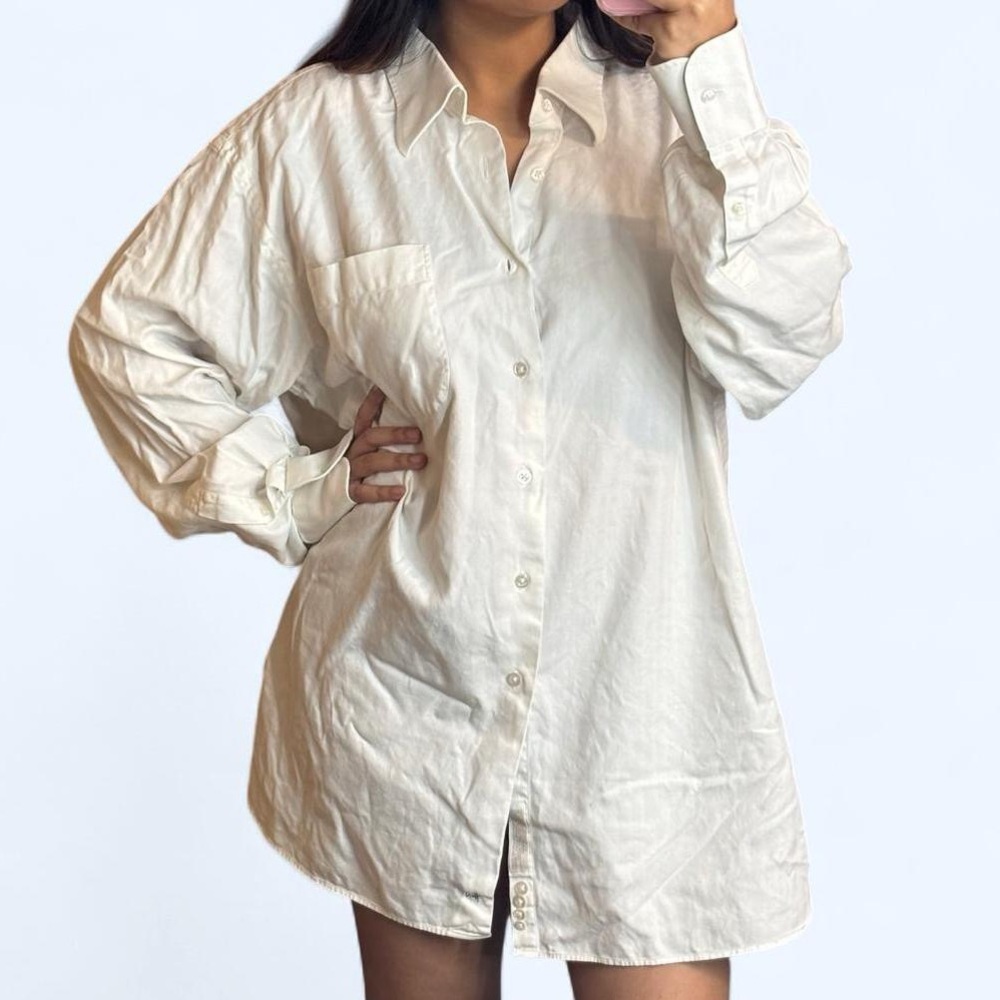 John W. Nordstrom White Cotton Button-Front Shirt